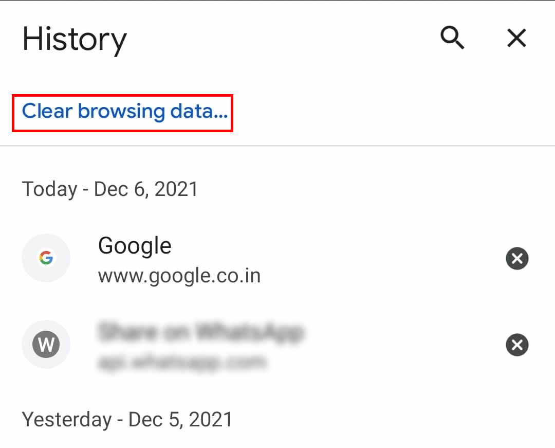 Clear browsing Data on Chrome App - Android