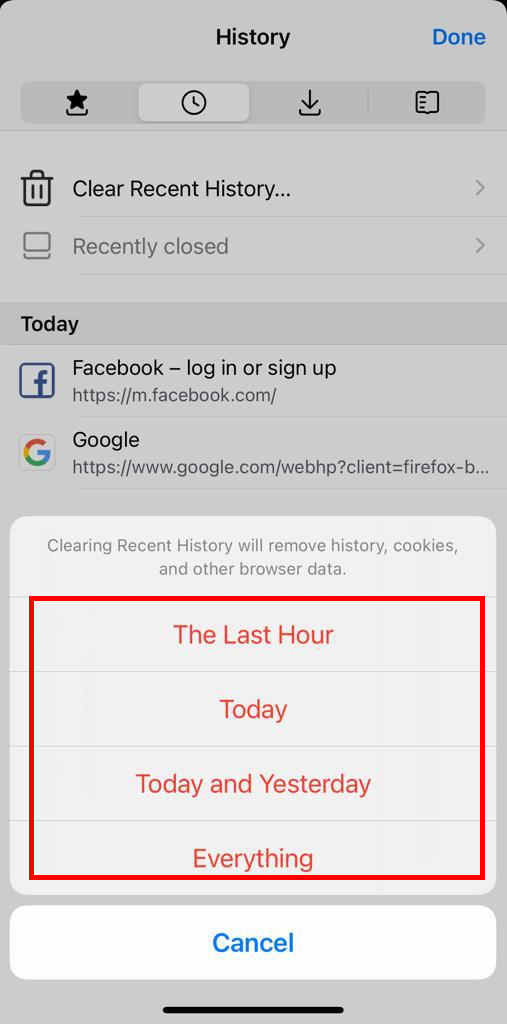 How to Clear firefox browsing history from iPhone