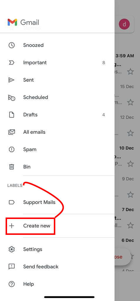 Create new labels and folders in Gmail on iPhone