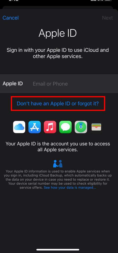 Dont have an apple id create one