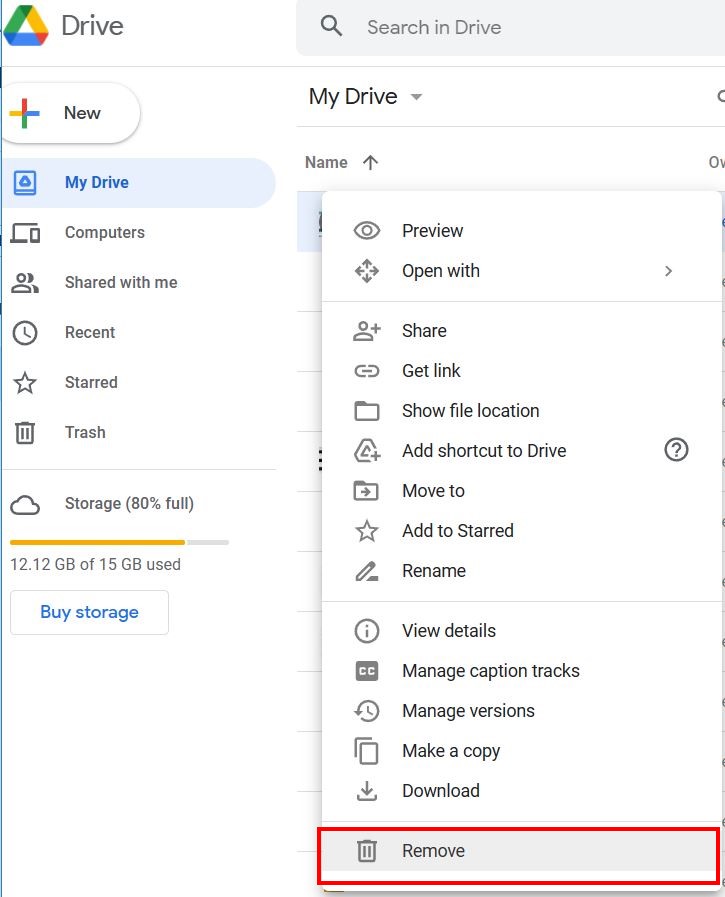 Free up space in Google Drive