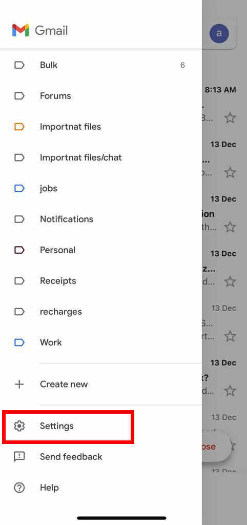 Gmail Settings - iPhone