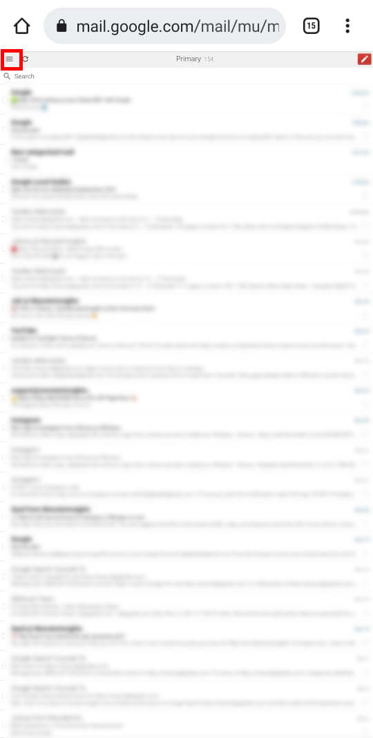 Gmail Web version menu