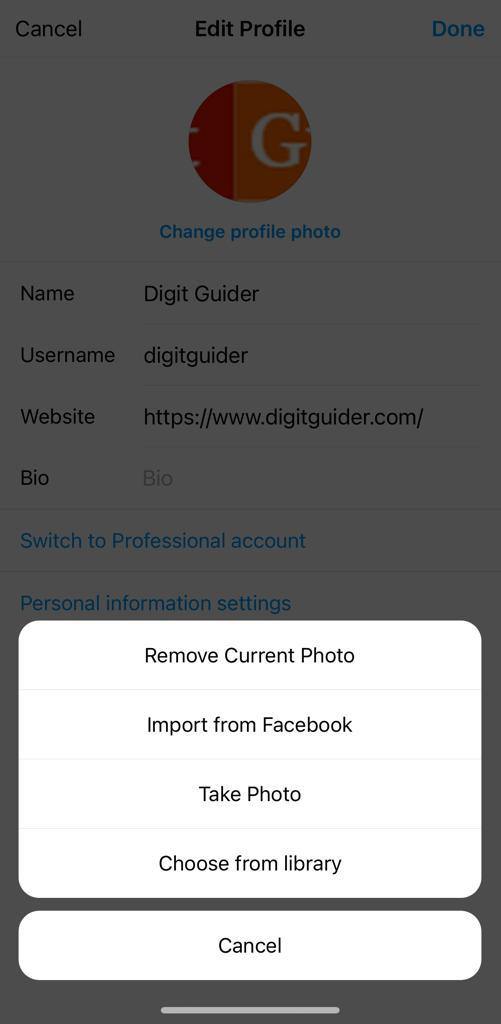 How to change instagram profile picture on iPhone