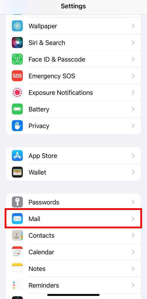 Mail Settings - iPhone