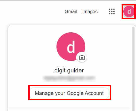 Manage your Google Account to delete