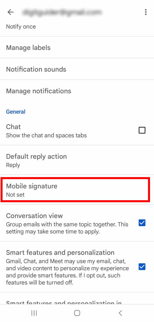 Mobile Gmail Signature on Android