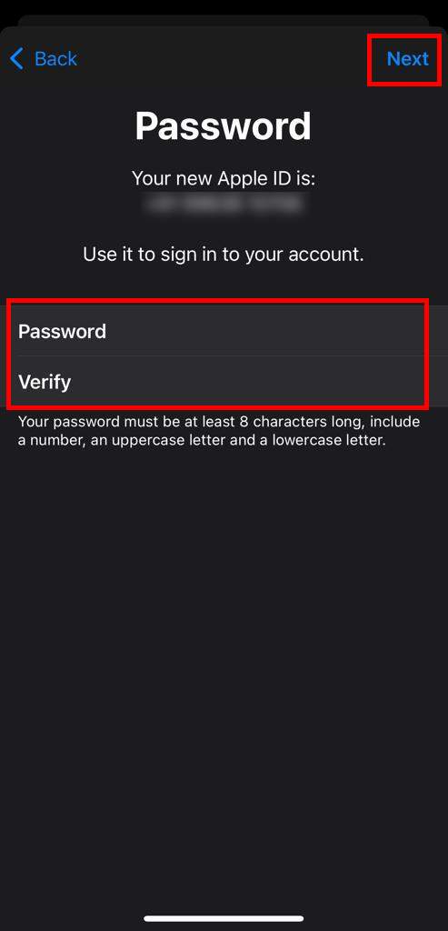 New Apple ID password on iPhone