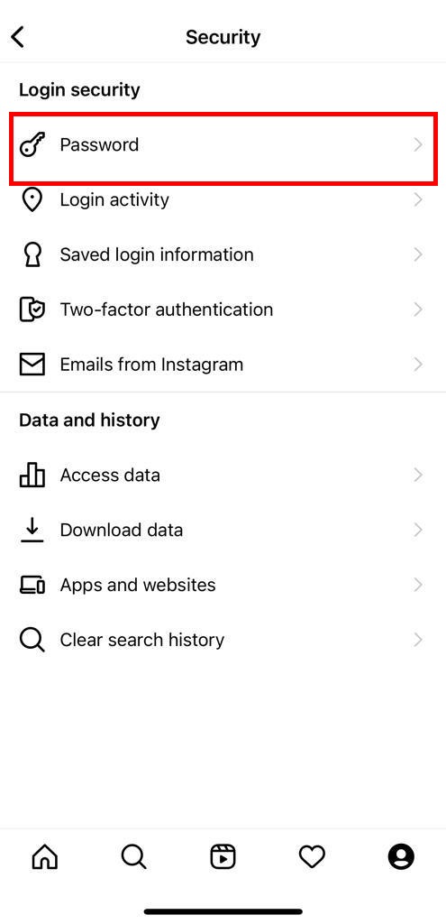 Password - Instagram Iphone app