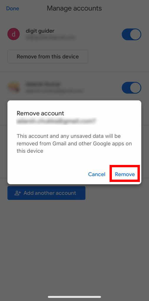 Remove Gmail account on iPhone