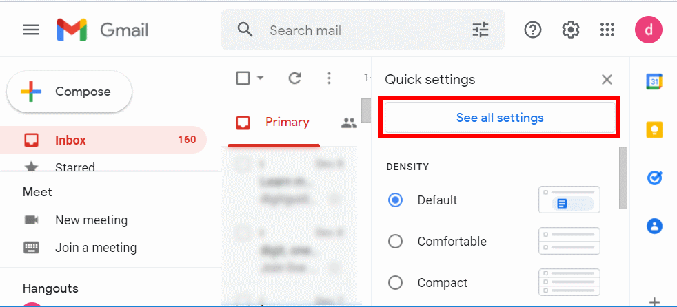 See all Settings on Gmail