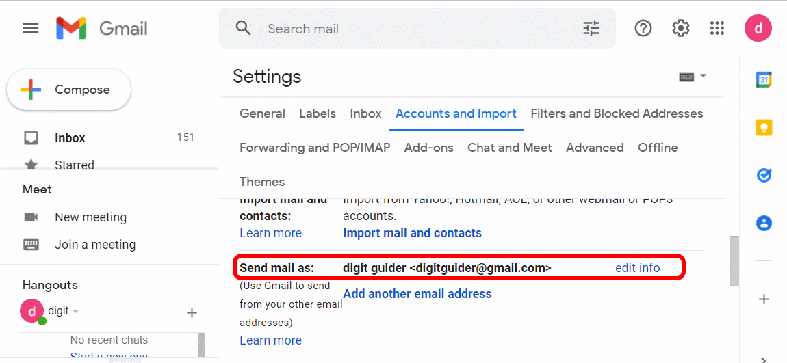 Send Email as to Edit Gmail Account name
