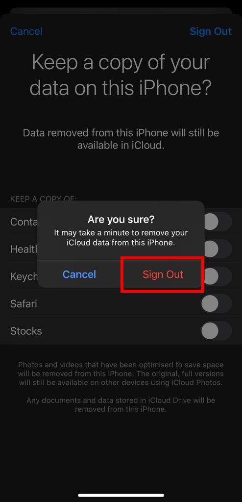 Sign Out of Apple Id
