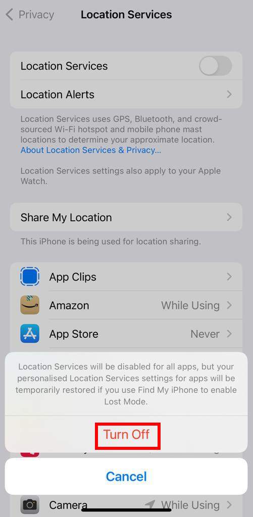 Turn off location for all apps on iPhone