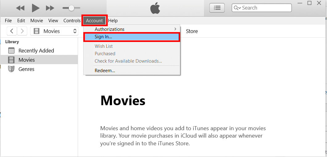 iTunes Sign in on Windows Computer