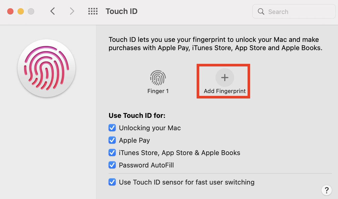 Add Fingerprint on Mac