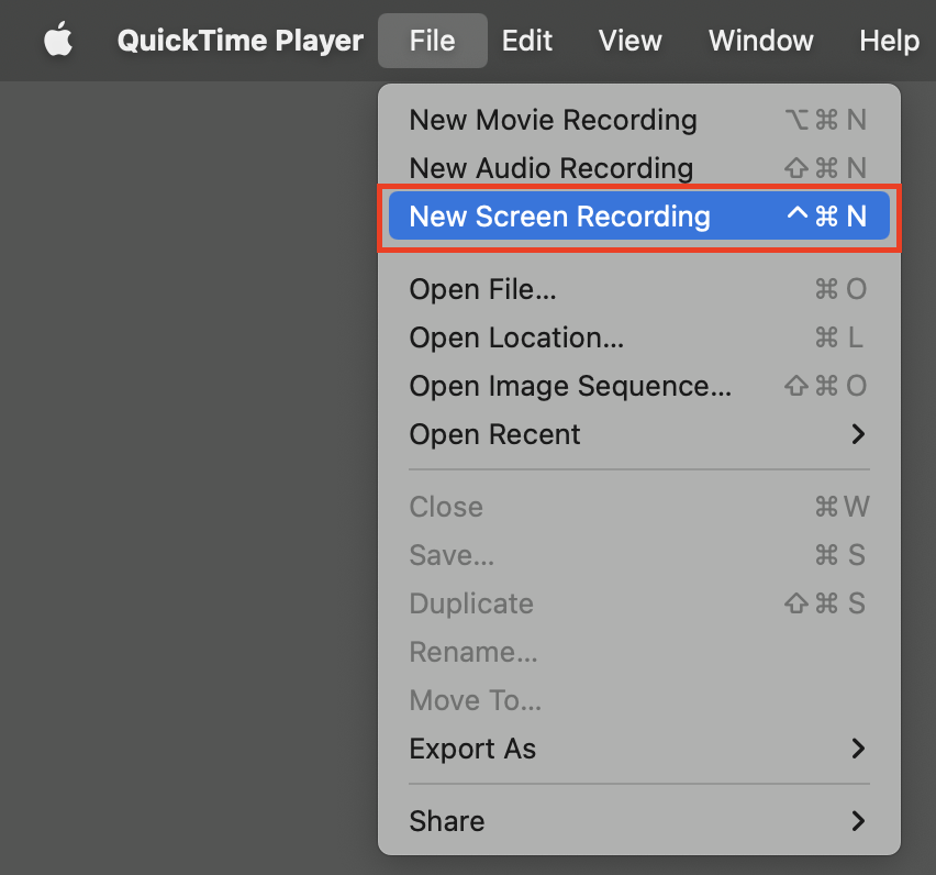New Screen Recording on Quicktime player to screen record on mac