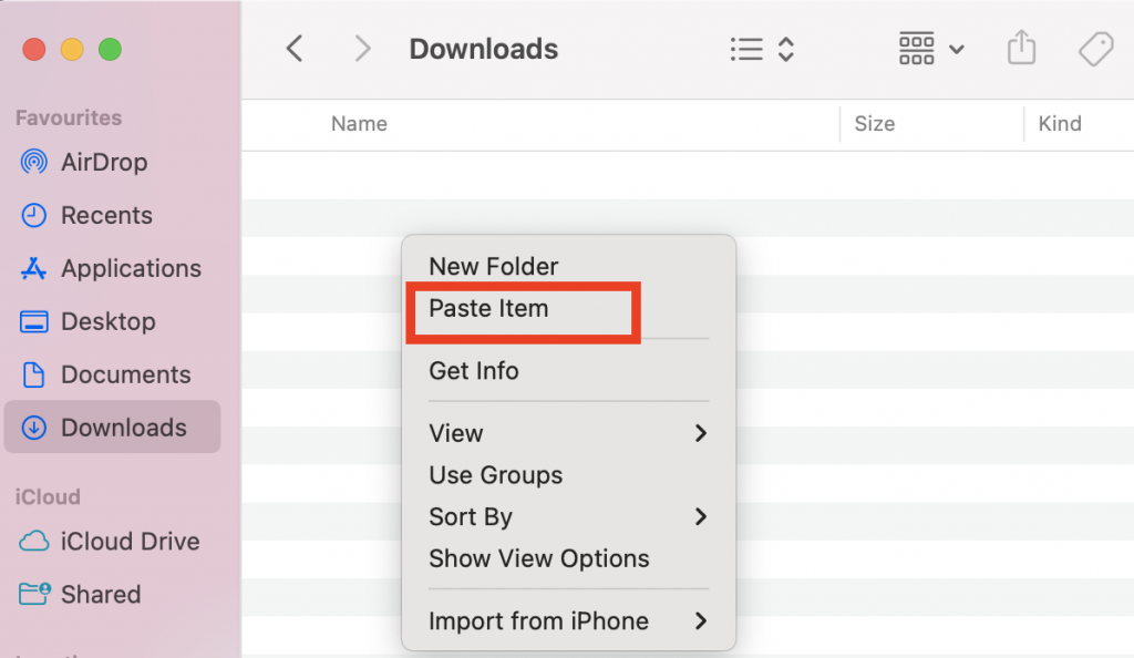 How to Paste item on Mac