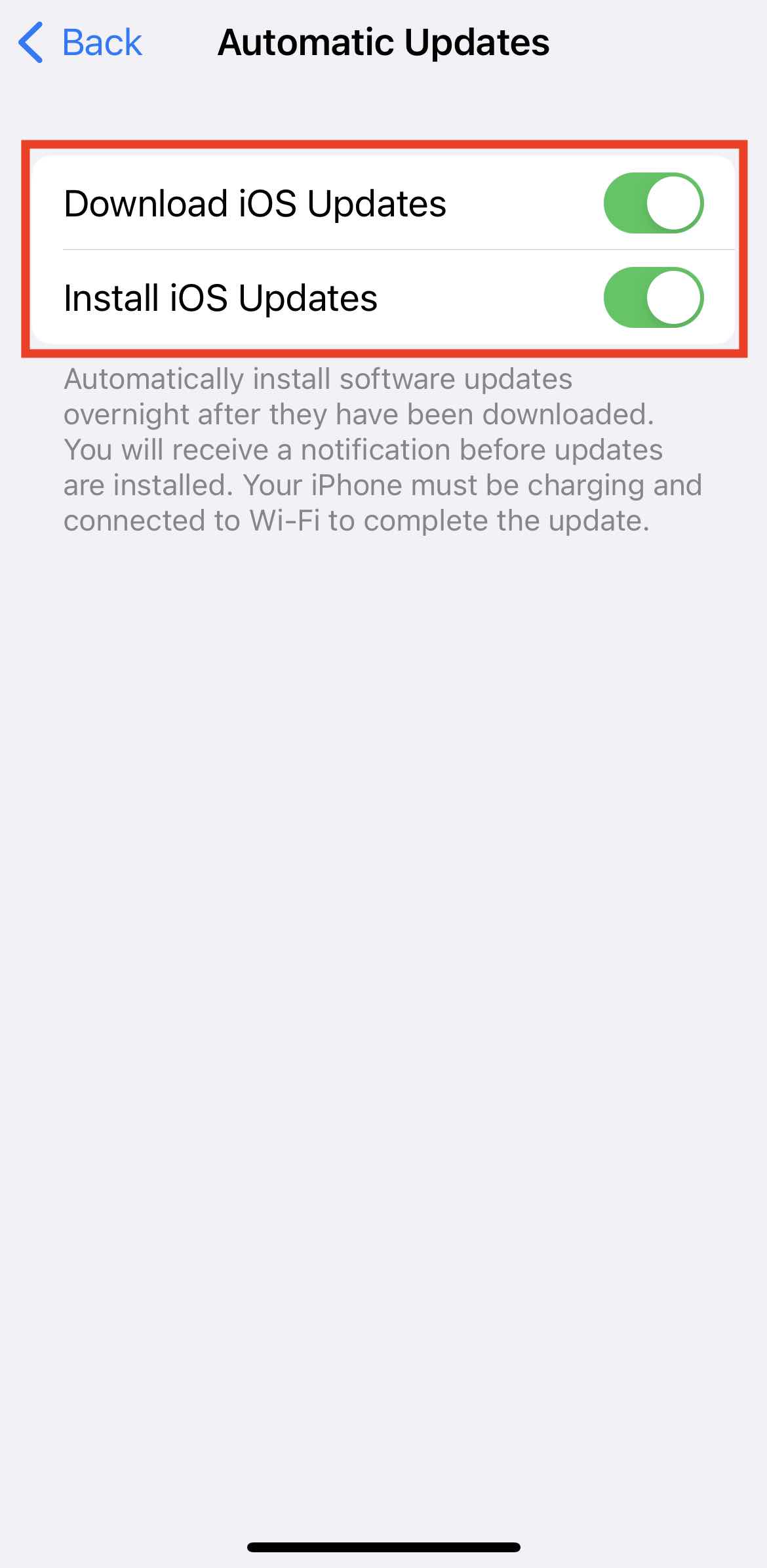 Update iPhone with IOS Automatically