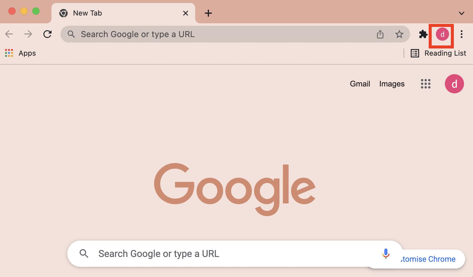 Profile Icon on Google chrome browser