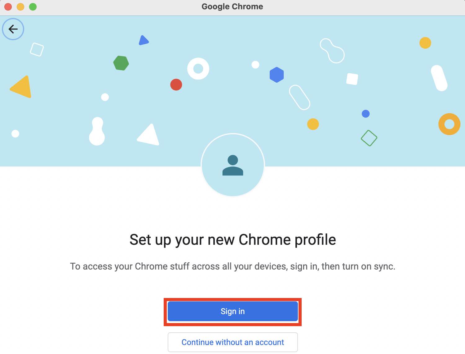 Set up new Google chrome profile on Computer
