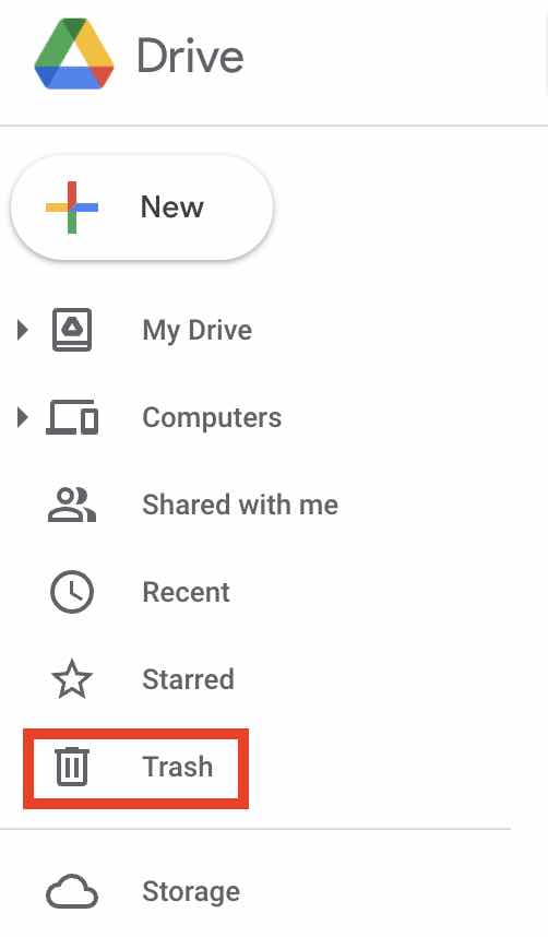 Trash Folder in Google drive