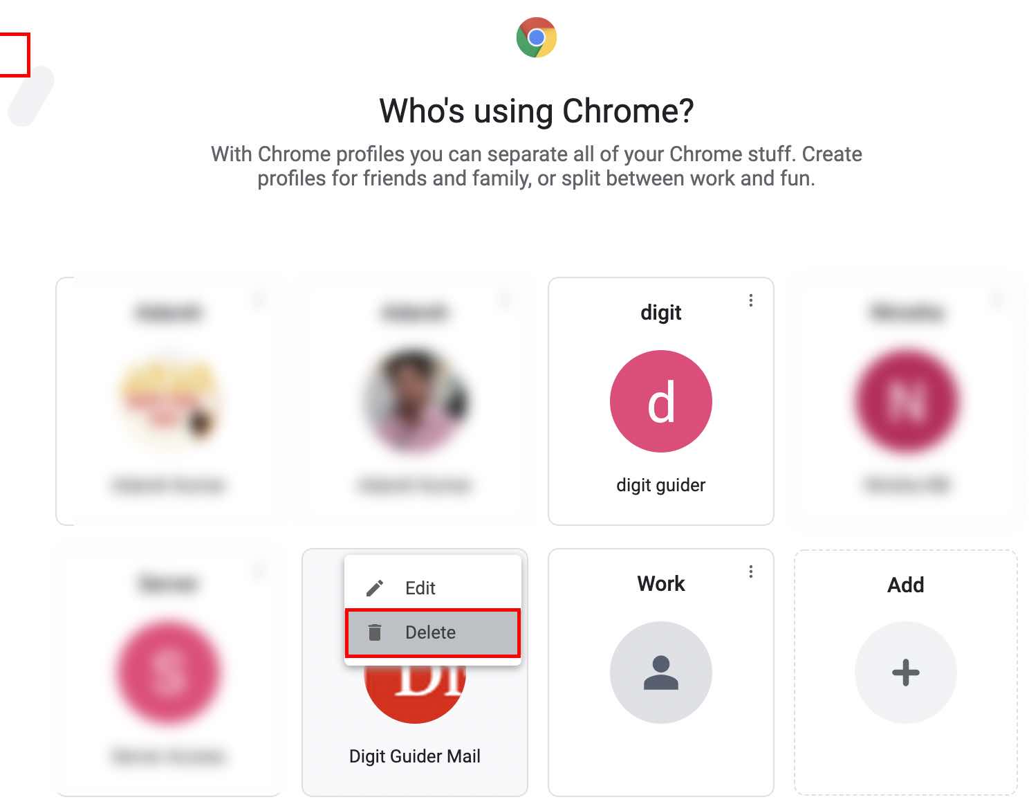 remove profile on Google Chrome