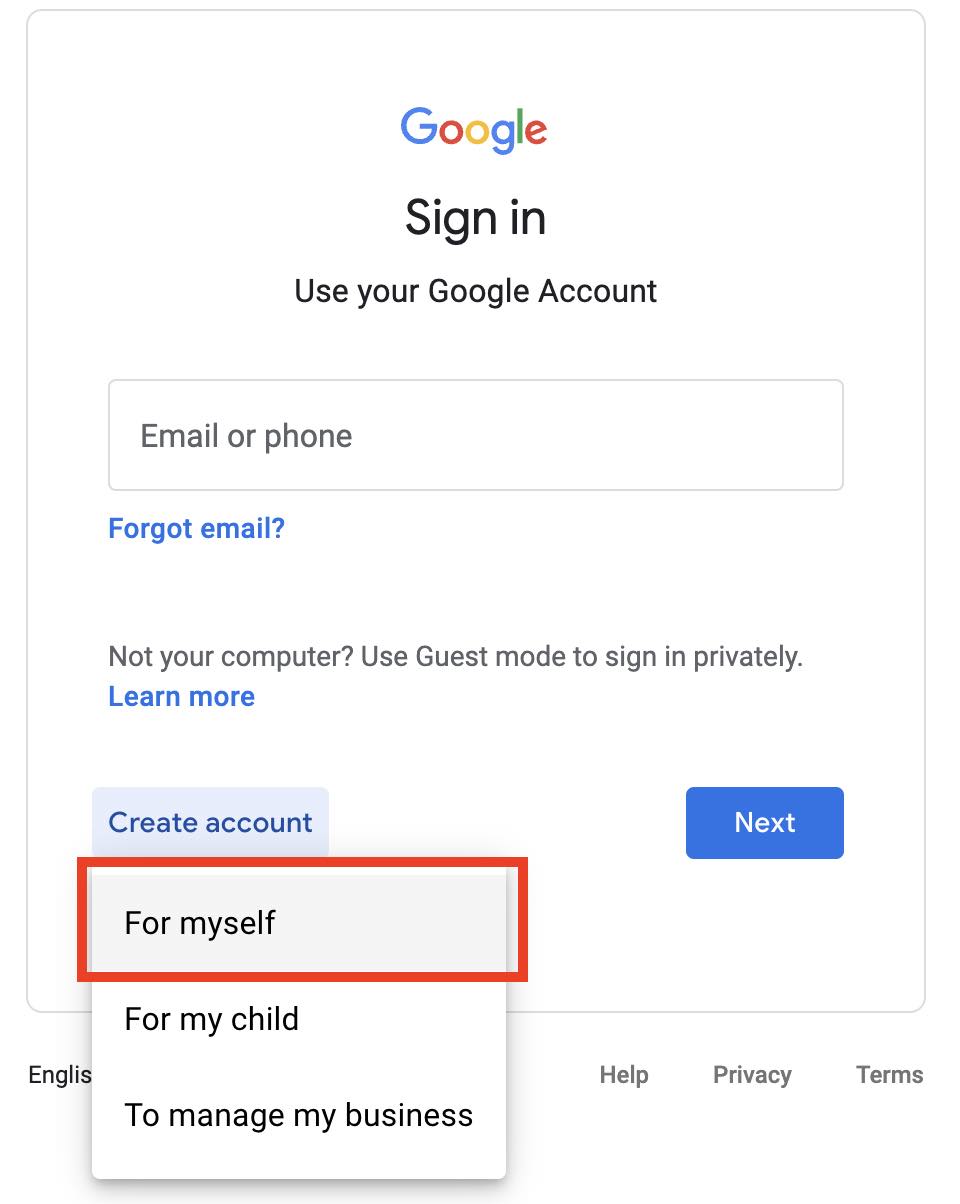 Creae Google Account for my child