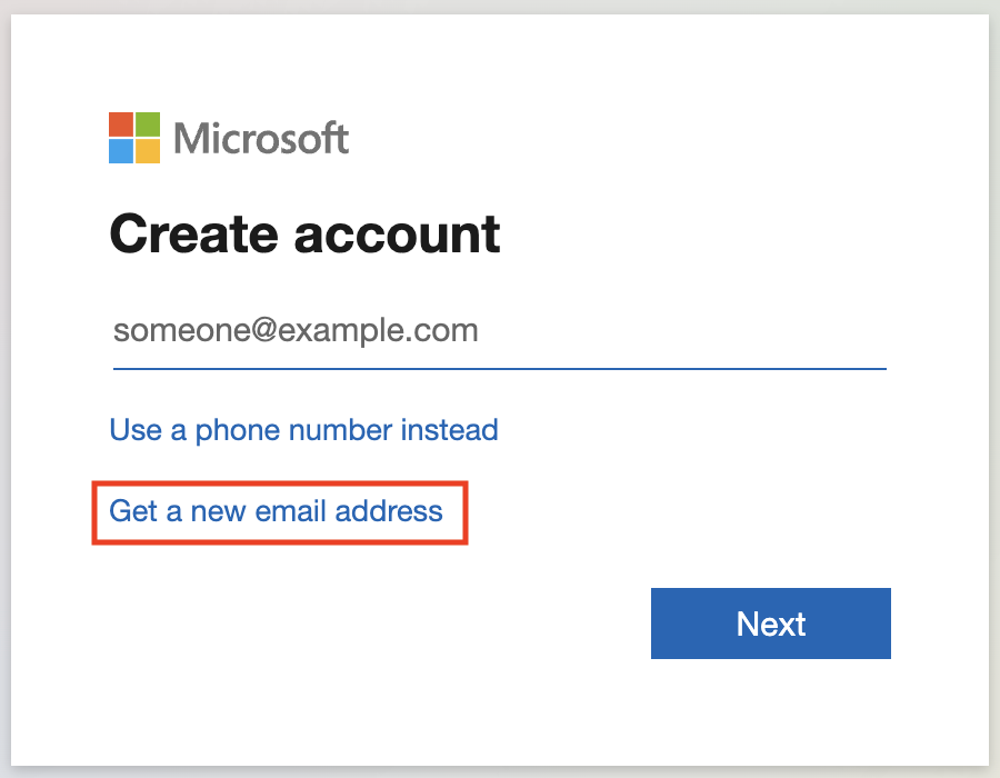 Get a new email address for microsoft