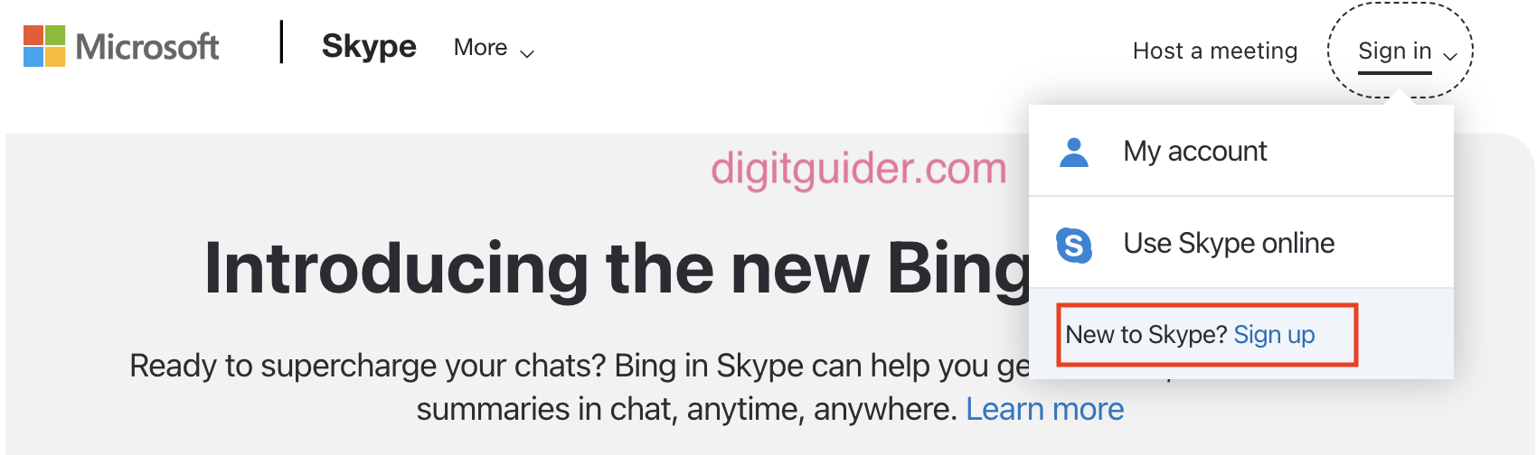 Sign up a new Skype Account