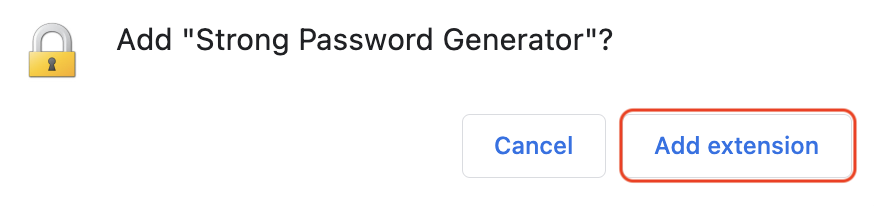 Add Extension - strong password generator
