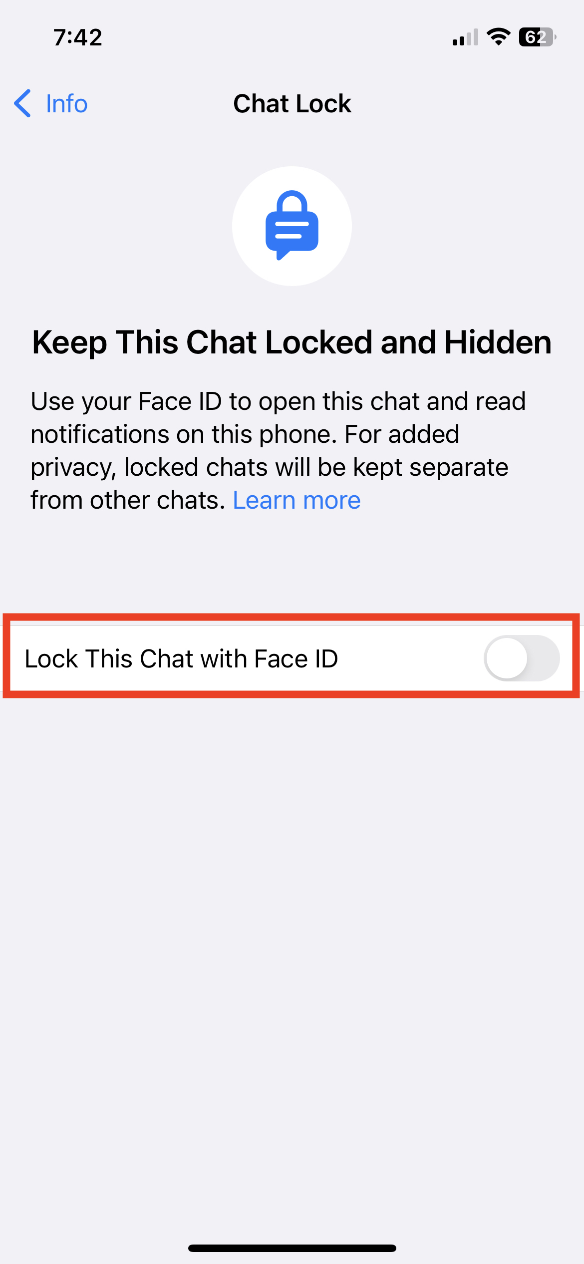 WhatsApp Chat Lock with Face Id